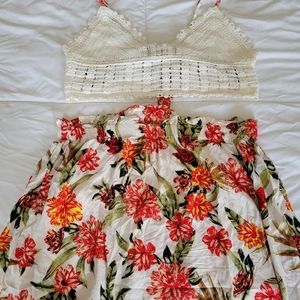 Two piece crochet tie back top